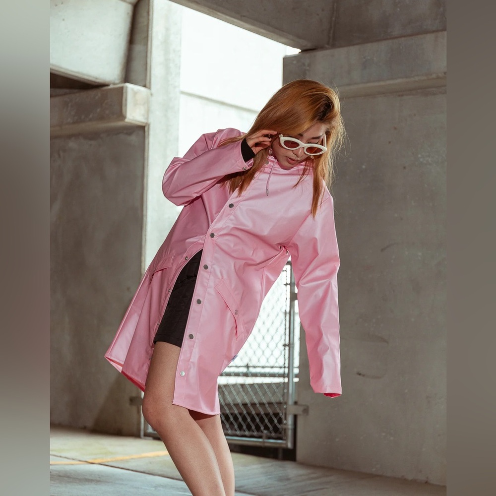 Rains Long Jacket Pink Sky